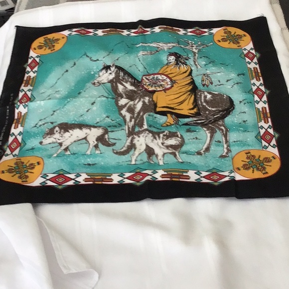 1980s southwestern bandana Native American on horseback preowned never used - Picture 1 of 3